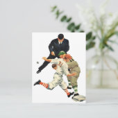  Baseball-spelers op sportgebied, veilig op het Bo Briefkaart (Staand voorkant)