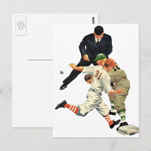  Baseball-spelers op sportgebied, veilig op het Bo Briefkaart (Voorkant / Achterkant)