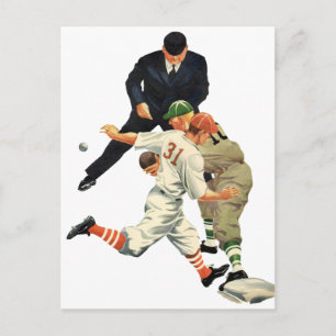 Baseball-spelers op sportgebied, veilig op het Bo Briefkaart