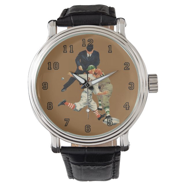  Baseball-spelers op sportgebied, veilig op het Bo Horloge (Voorkant)