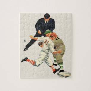  Baseball-spelers op sportgebied, veilig op het Bo Legpuzzel