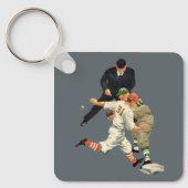  Baseball-spelers op sportgebied, veilig op het Bo Sleutelhanger (Voorkant)