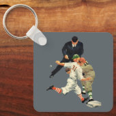  Baseball-spelers op sportgebied, veilig op het Bo Sleutelhanger (Voorkant)