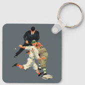  Baseball-spelers op sportgebied, veilig op het Bo Sleutelhanger (Achterkant)