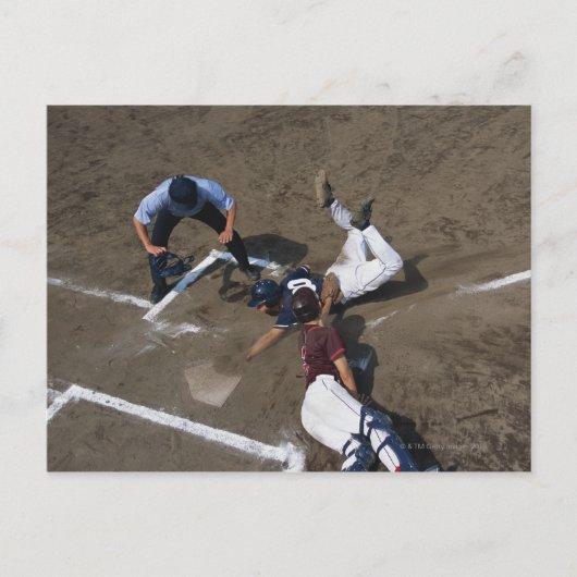 Baseball-spelers schuiven in basis briefkaart (Voorkant)