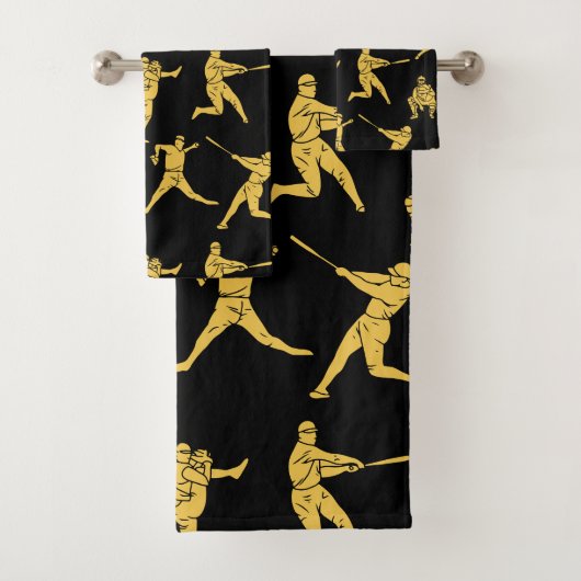 Baseball-spelers Sportpartij Catcher Gold Black Bad Handdoek (Insitu)