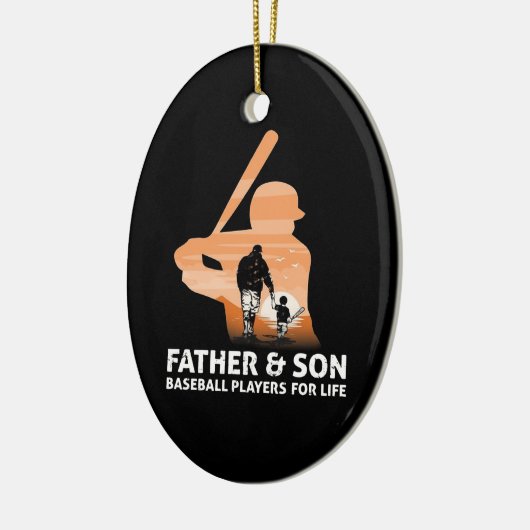 Baseball-spelers voor de vader en de zoon keramisch ornament (Links)