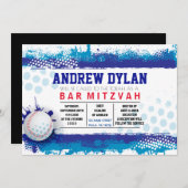 BASEBALL SPLASH Bar Mitzvah Uitnodiging (Voorkant / Achterkant)