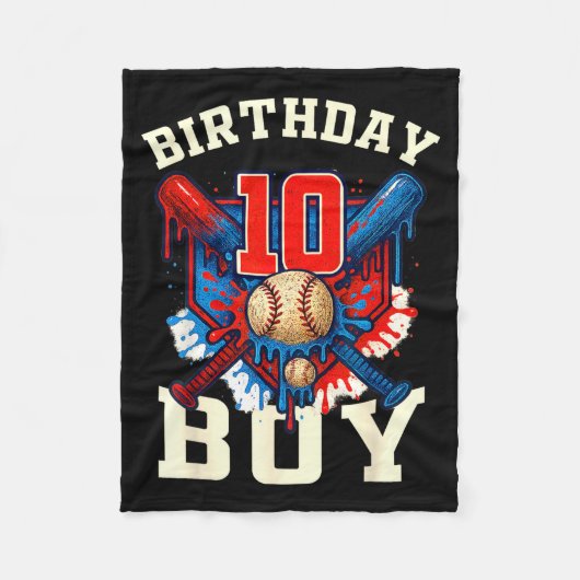 Baseball Splash Drip 10th Birthday Srts Lover Boy  Fleece Deken (Voorkant)