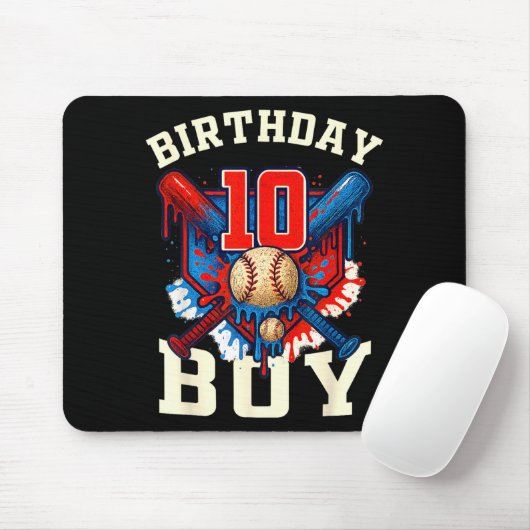 Baseball Splash Drip 10th Birthday Srts Lover Boy  Muismat (Met muis)