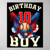Baseball Splash Drip 10th Birthday Srts Lover Boy  Poster (Voorkant)