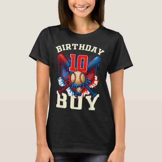 Baseball Splash Drip 10th Birthday Srts Lover Boy T-shirt (Voorkant)