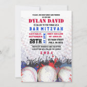 BASEBALL Splatter Bar Bat Mitzvah Uitnodiging (Voorkant)