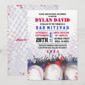 BASEBALL Splatter Bar Bat Mitzvah Uitnodiging (Voorkant / Achterkant)