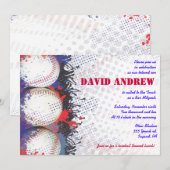 BASEBALL Splatter Bar Bat Mitzvah Uitnodiging (Voorkant / Achterkant)