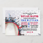 BASEBALL Splatter Bar Bat Mitzvah Uitnodiging (Voorkant)