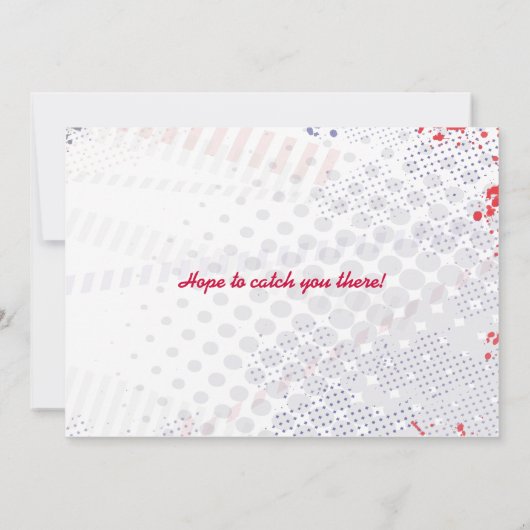 BASEBALL Splatter Bar Bat Mitzvah Uitnodiging (Achterkant)