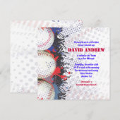 BASEBALL Splatter Bar Bat Mitzvah Uitnodiging (Voorkant / Achterkant)