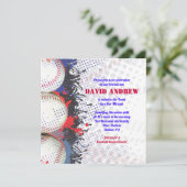 BASEBALL Splatter Bar Bat Mitzvah Uitnodiging (Staand voorkant)