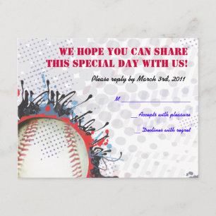 Baseball Splatter Bar Mitzvah-antwoordkaart RSVP Kaartje