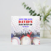 BASEBALL SPLATTER Bar Mitzvah BEWAART DE DATUMkaar (Staand voorkant)