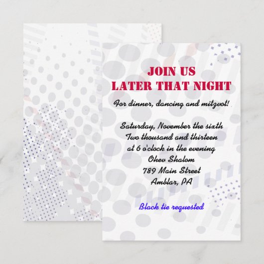 Baseball Splatter Bar Mitzvah Party-kaart Kaart (Voorkant / Achterkant)