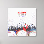 BASEBALL SPLATTER Bar Mitzvah Sign-In Memory Board Canvas Afdruk (Voorkant)