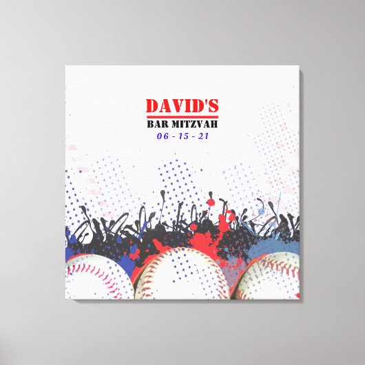 BASEBALL SPLATTER Bar Mitzvah Sign-In Memory Board Canvas Afdruk (Voorkant)