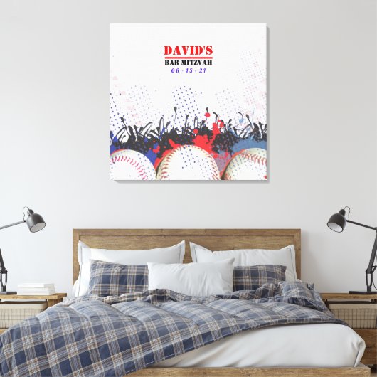 BASEBALL SPLATTER Bar Mitzvah Sign-In Memory Board Canvas Afdruk (Insitu (Slaapkamer))