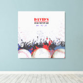 BASEBALL SPLATTER Bar Mitzvah Sign-In Memory Board Canvas Afdruk (Insitu (Houten vloer))