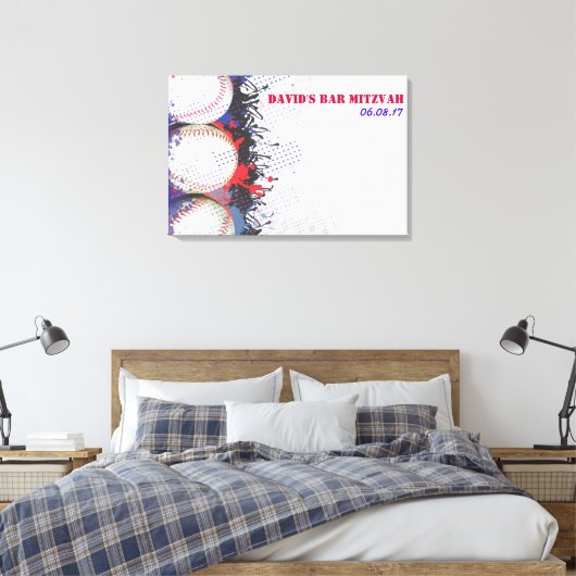 BASEBALL Splatter Sign-In Memory Board Canvas Afdruk (Insitu (Slaapkamer))