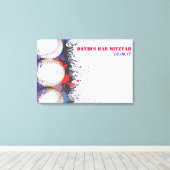 BASEBALL Splatter Sign-In Memory Board Canvas Afdruk (Insitu (Houten vloer))