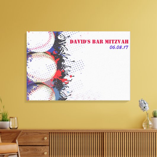 BASEBALL Splatter Sign-In Memory Board Canvas Afdruk (Insitu (Woonkamer))