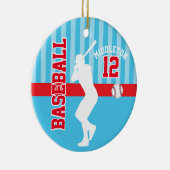 Baseball Sport - Baby Blue en Red Keramisch Ornament (Rechts)