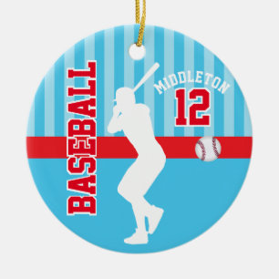 Baseball Sport - Baby Blue en Red Keramisch Ornament