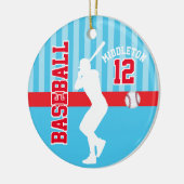 Baseball Sport - Baby Blue en Red Keramisch Ornament (Links)
