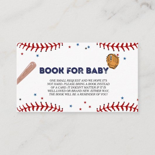 Baseball Sport Baby shower Boek Aanvraag Informatiekaartje (Voorkant)