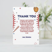 Baseball Sport Baby shower party Bedankkaart (Staand voorkant)