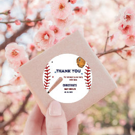 Baseball Sport Baby shower party Classic Ronde Sticker