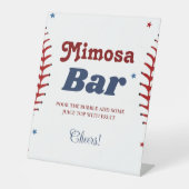 Baseball Sport Bachelorette Mimosa Bar Sign Reclamebord Met Voetstuk (Voorkant)