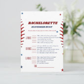 Baseball Sport bachelorette Scavenger spel Kaart (Staand voorkant)