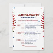 Baseball Sport bachelorette Scavenger spel Kaart (Voorkant)