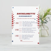 Baseball Sport bachelorette Scavenger spel Kaart (Staand voorkant)