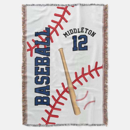 Baseball Sport Ball Design - Blauw Deken (Voorkant Verticaal)