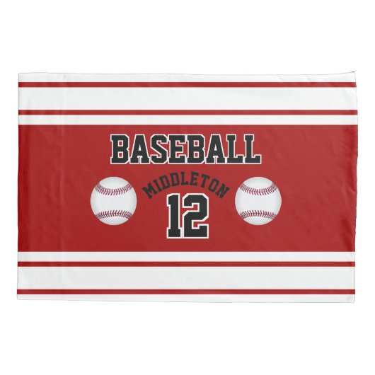 Baseball Sport Ball Design - Dark Red - Editable Kussensloop (Achterkant)