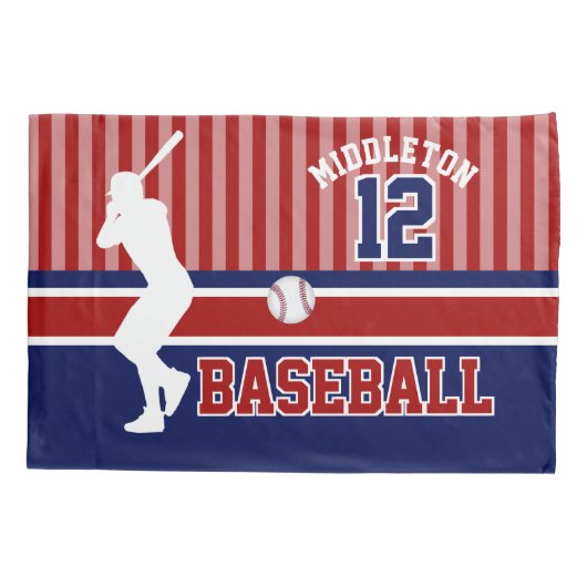 Baseball Sport Ball Design - Donkerrood en blauw Kussensloop (Achterkant)