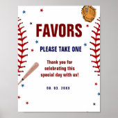 Baseball Sport Bay douche Verjaardag Favorieten te Poster (Voorkant)