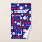 Baseball sport blauwe rode witte achternaam bad handdoek (Handdoek)