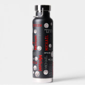 Baseball sport blauwe rode witte achternaam waterfles (Rechts)