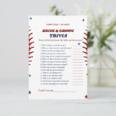 Baseball Sport bruid & Groom Trivia Game Kaart (Staand voorkant)